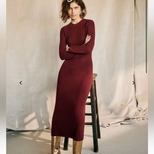 NWT Sezane Artemise Dress in Bordeaux Sz M